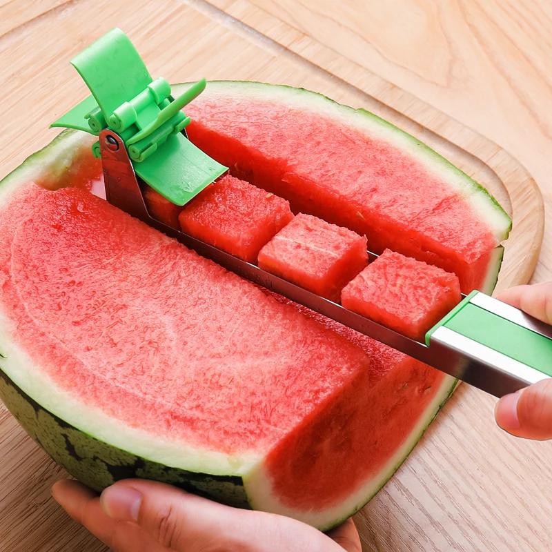 Watermelon Cutter Stainless Steel Windmill Design Cut Watermelon Kitchen Gadgets Salad Fruit Slicer Cutter Tool