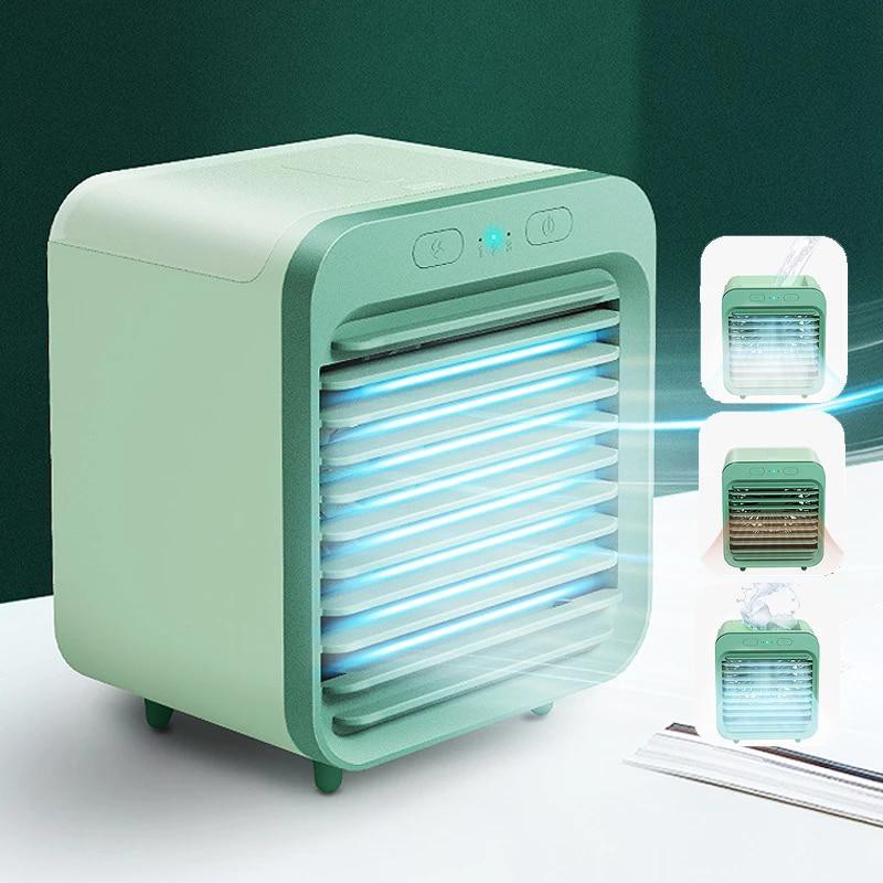 New Mini Portable Air Cooler Fans Air Conditioner Light Desktop Air Cooling Fan Humidifier Purifier For Office Bedroom USB Charg