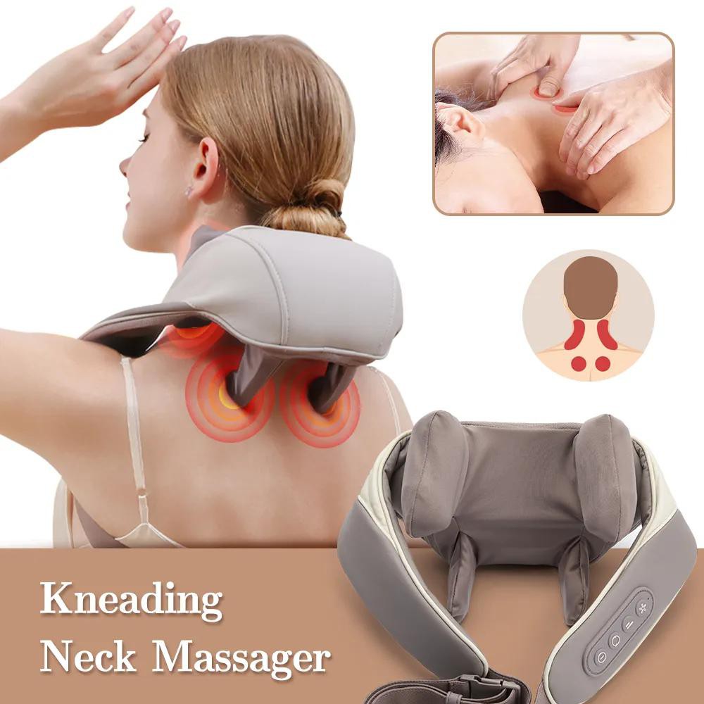 New 5D Kneading Shiatsu Massage Shawl Chiropractic Back Massager for Neck Shoulder Pain Relief Heating Neck Massageador Massagem