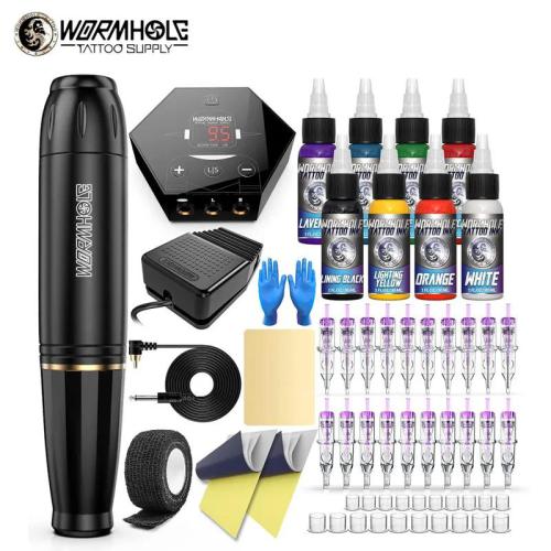 Wormhole Tattoo Pen Cartridge Tattoo Machine Kit Beginner Rotary Machine Type Machine Kit Complete Tattoo Kit Tattoo Supplies